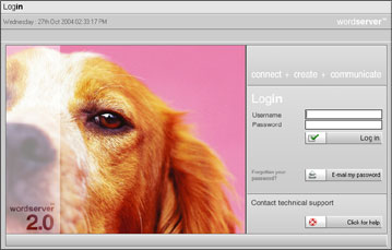 wordserver - log-in screen